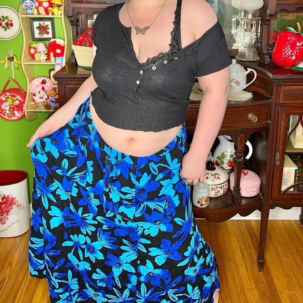 Vintage Notations plus size boho fairycore mermaidcore colorful maxi skirt!